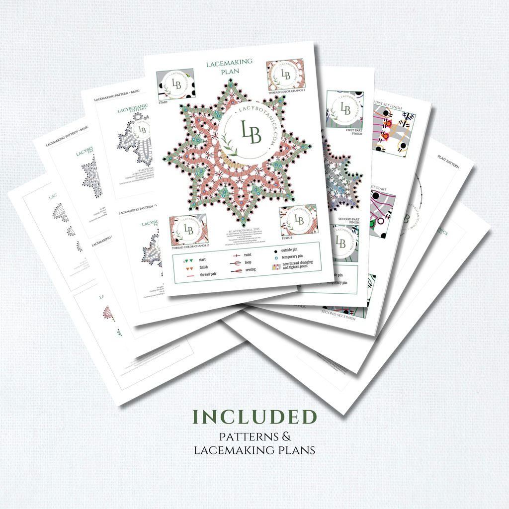 Christmas Flowers • Bobbin Lace PDF Pattern Set • Mistletoe, Holly & Poinsettia • Digital Download + Video Tutorial