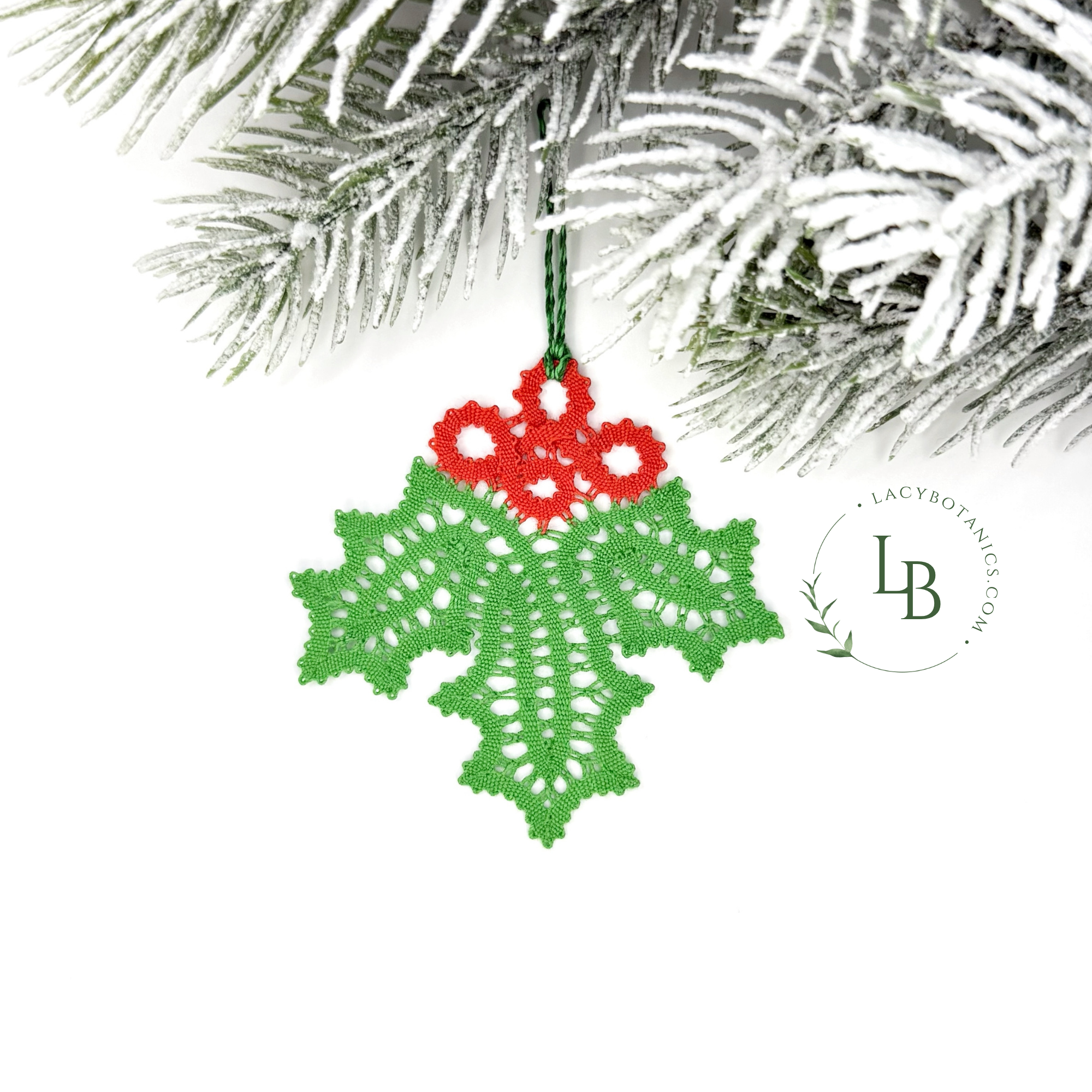 Holly Berry Ornament • Bobbin Lace PDF Pattern • Digital Download + Video Tutorial