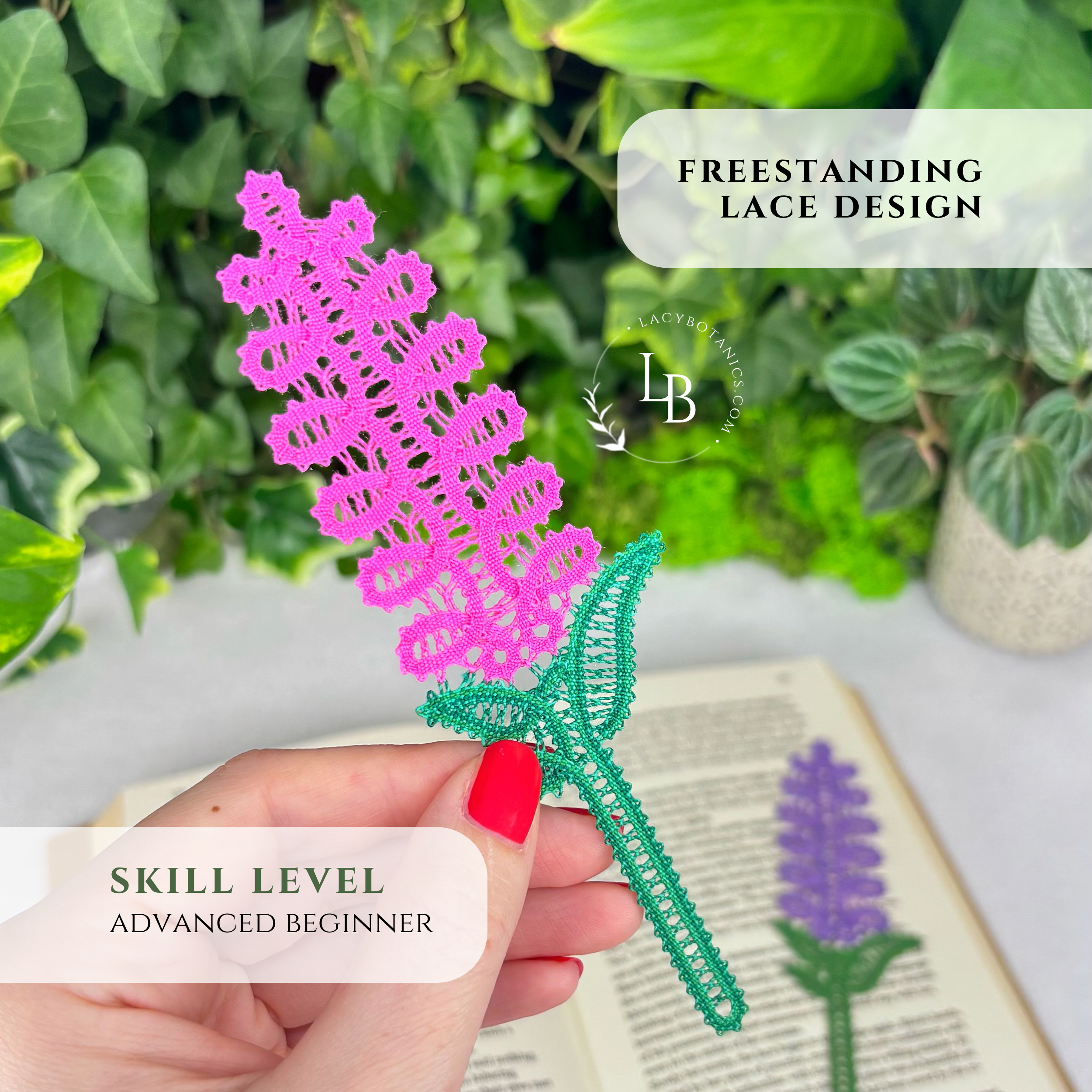 Hyacinth / Lavender Bookmark • Bobbin Lace PDF Pattern • Digital Download + Video Tutorial