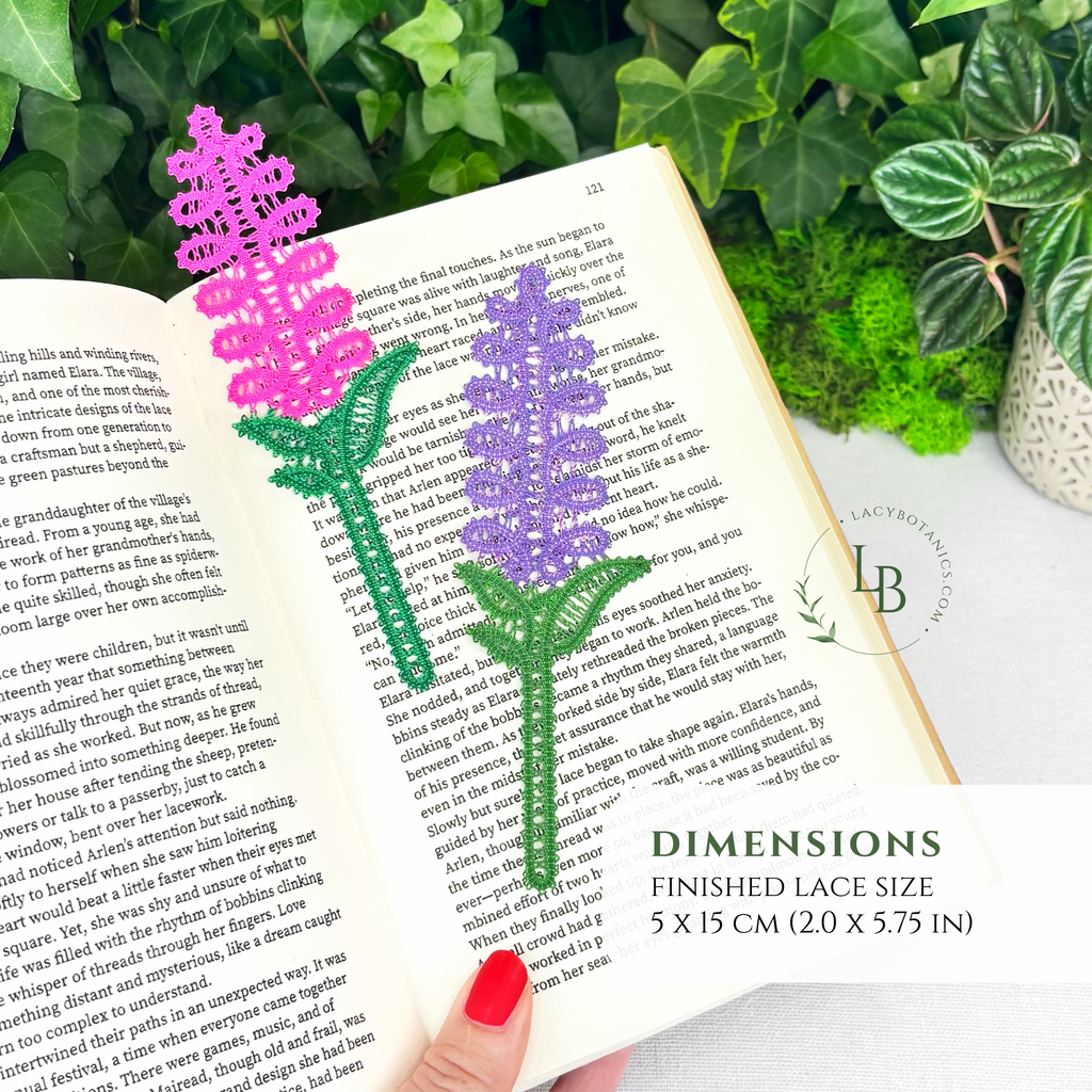Hyacinth / Lavender Bookmark • Bobbin Lace PDF Pattern • Digital Download + Video Tutorial