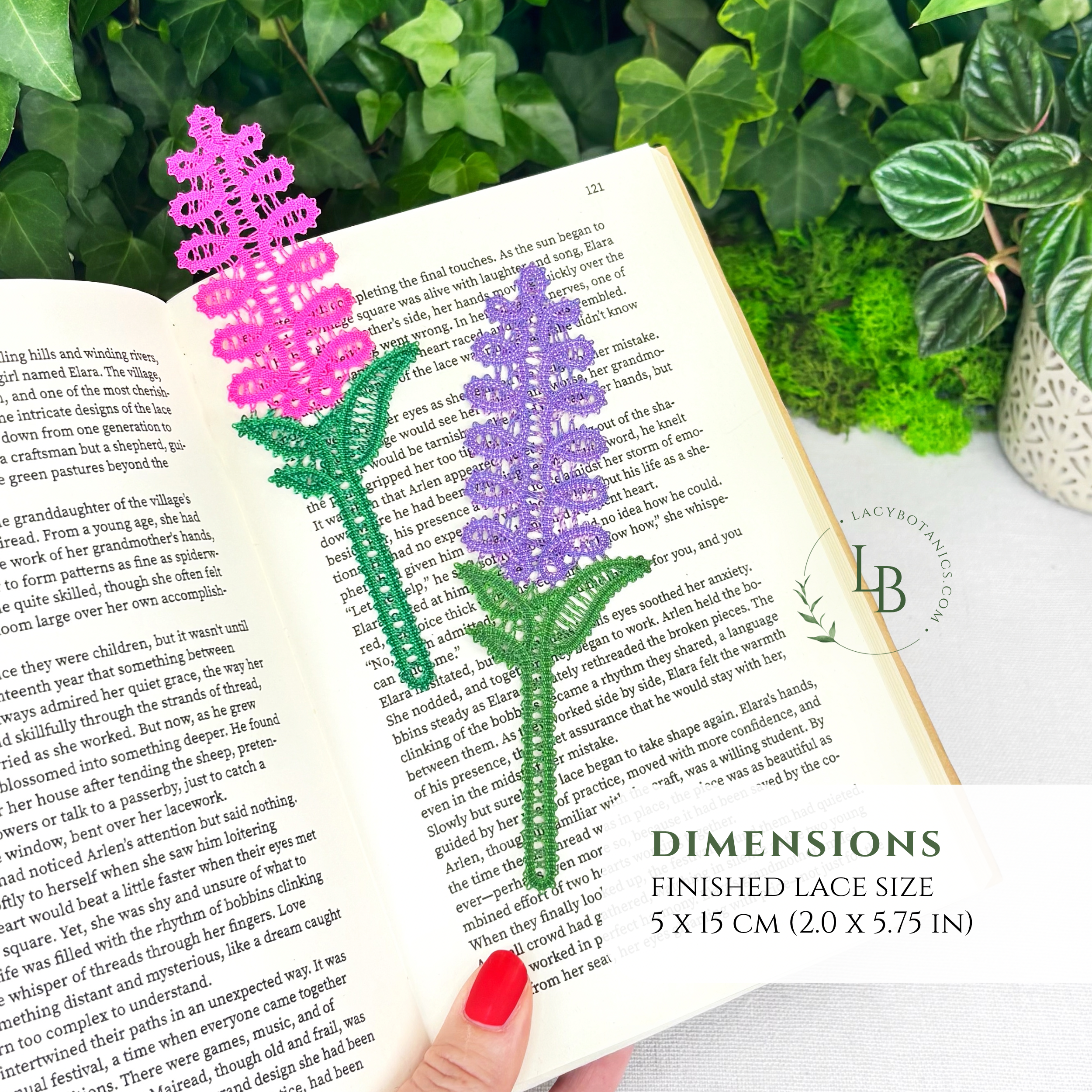 Hyacinth / Lavender Bookmark • Bobbin Lace PDF Pattern • Digital Download + Video Tutorial