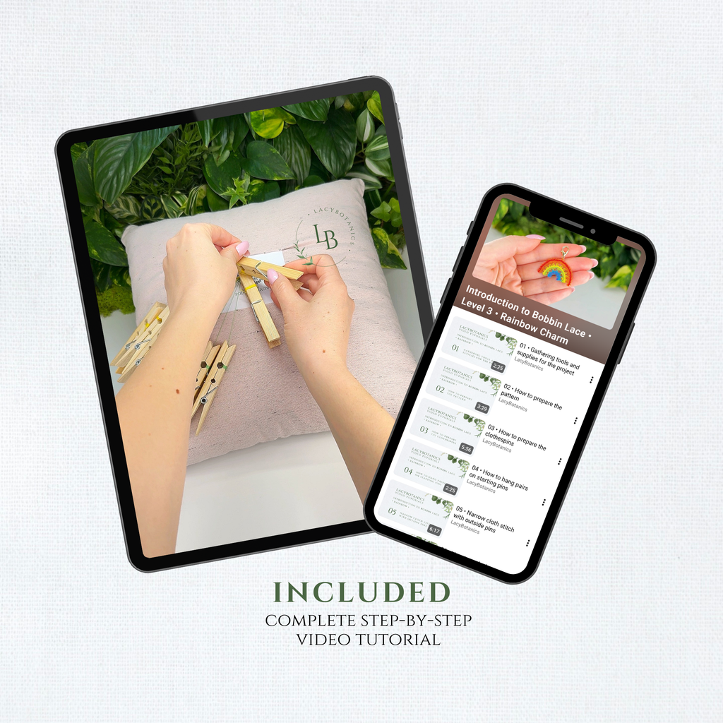 Rainbow Charm • Introduction to Bobbin Lace • Level 3 • Digital Download + Video Tutorial