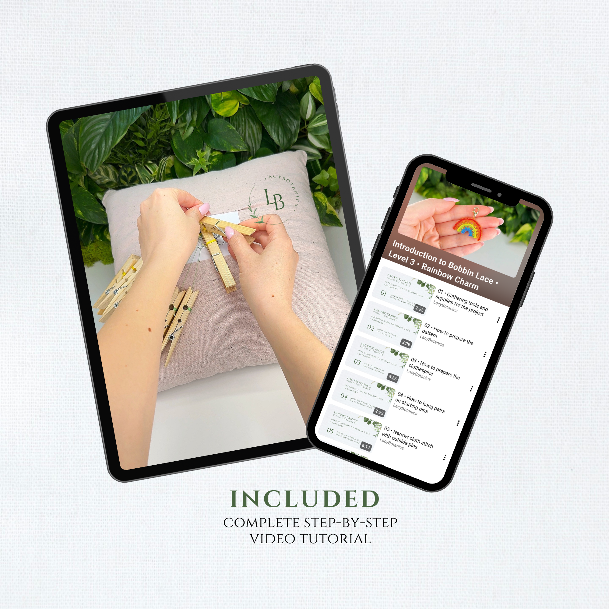 Rainbow Charm • Introduction to Bobbin Lace • Level 3 • Digital Download + Video Tutorial