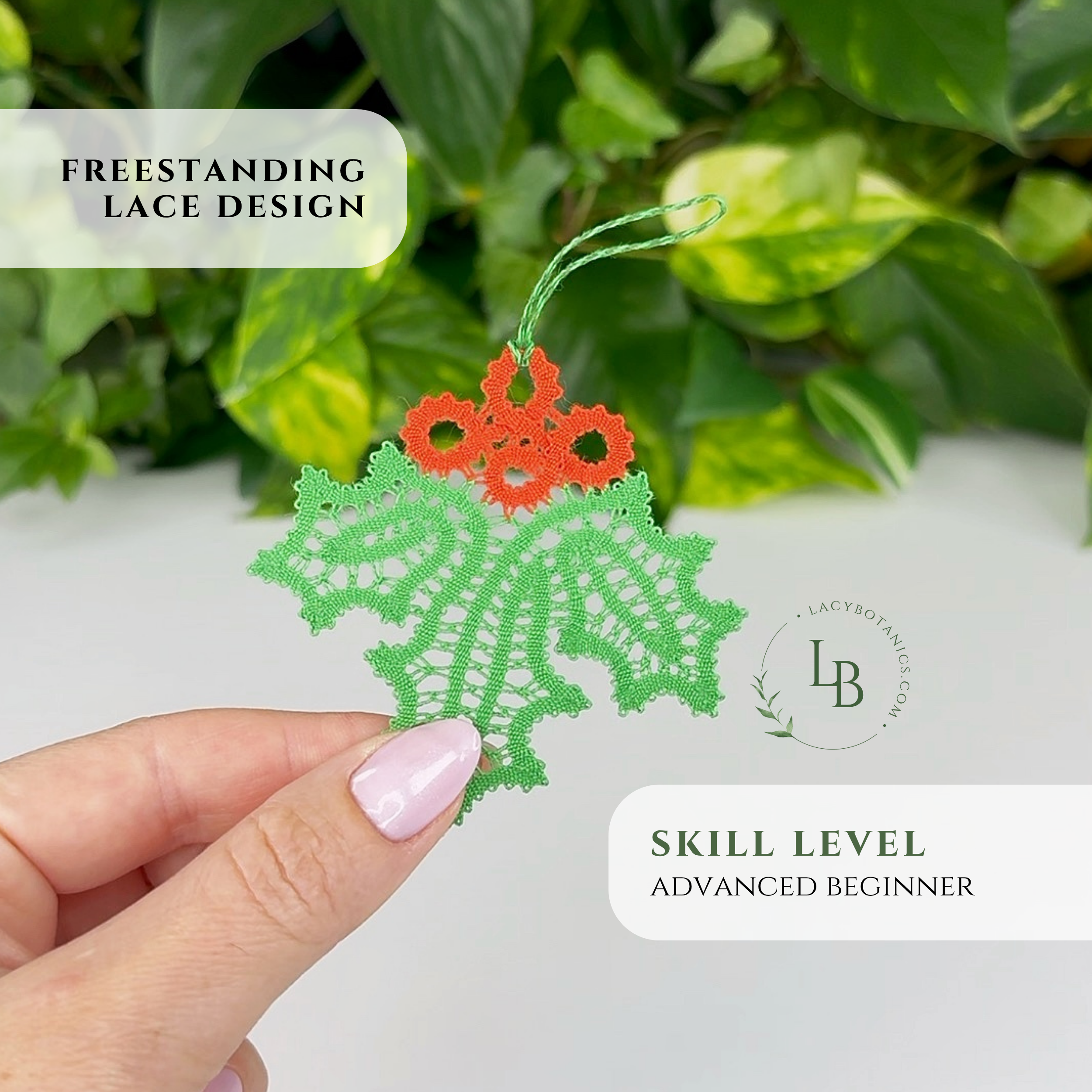 Christmas Flowers • Bobbin Lace PDF Pattern Set • Mistletoe, Holly & Poinsettia • Digital Download + Video Tutorial