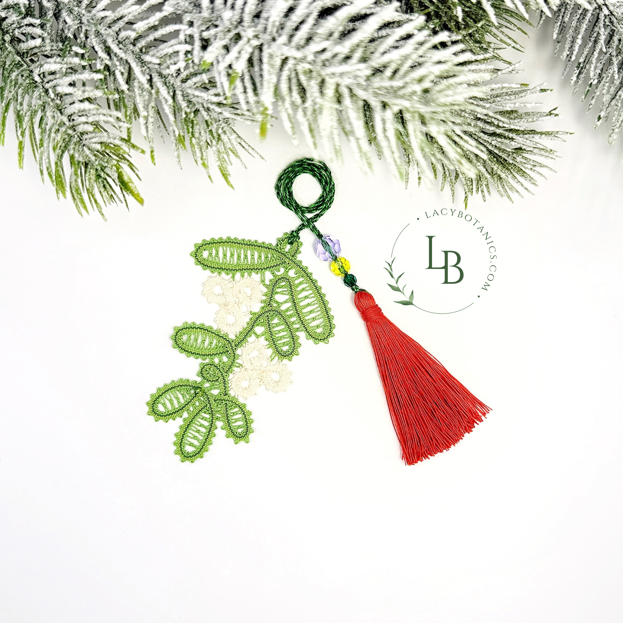 Mistletoe Bookmark • Bobbin Lace PDF Pattern • Digital Download + Video Tutorial