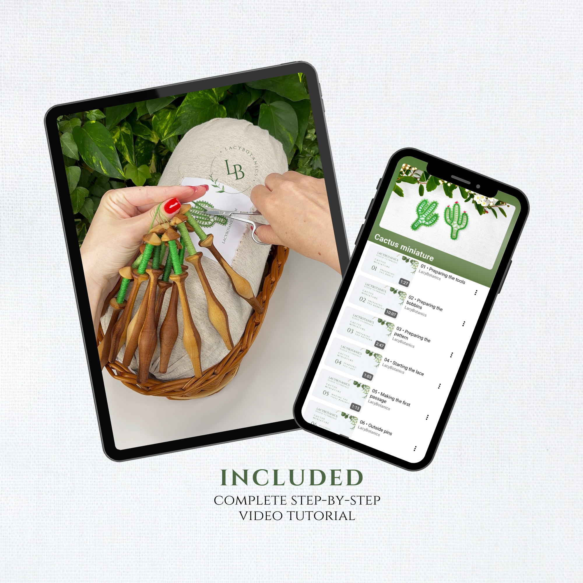 Kaktus miniatura • Digitalni PDF vzorec za klekljanje