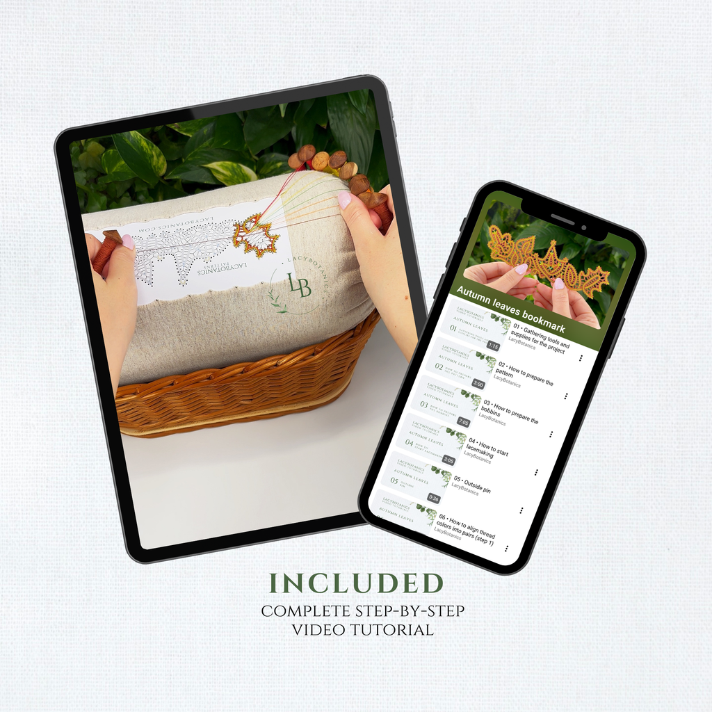 Jesensko listje knjižno kazalo • Digitalni PDF vzorec za klekljanje