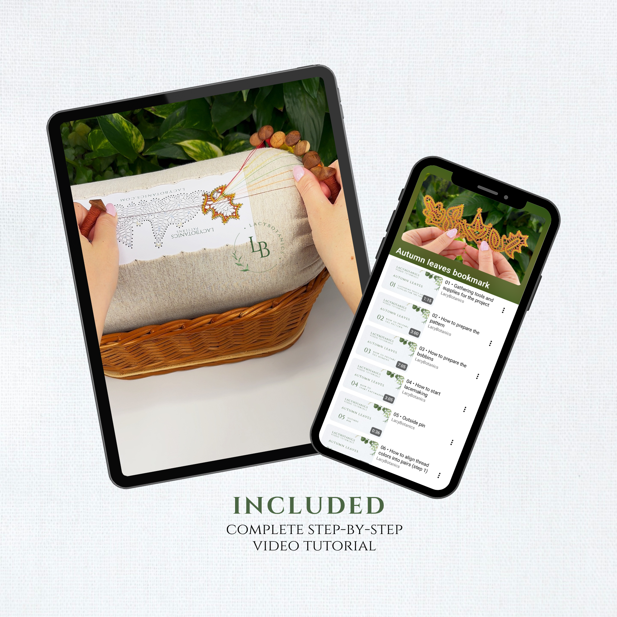 Jesensko listje knjižno kazalo • Digitalni PDF vzorec za klekljanje