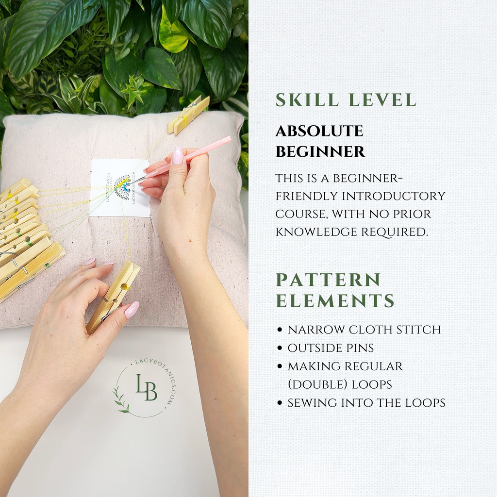 Rainbow Charm • Introduction to Bobbin Lace • Level 3 • Digital Download + Video Tutorial