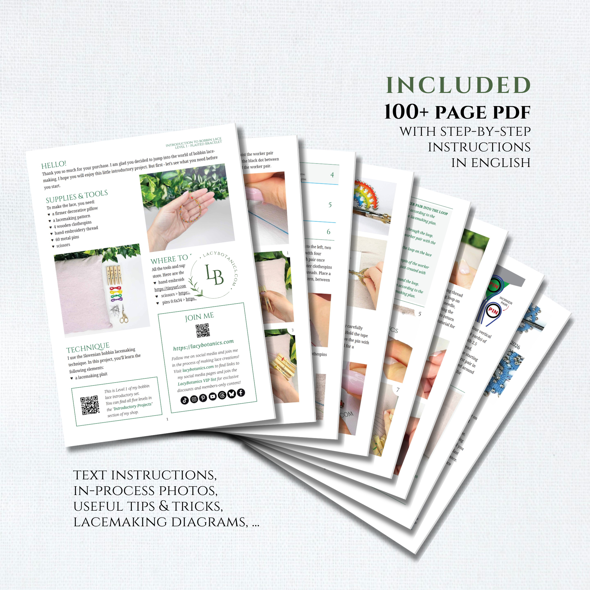 Introduction to Bobbin Lace • Complete 5-level Video Course for Beginners • Digital Download