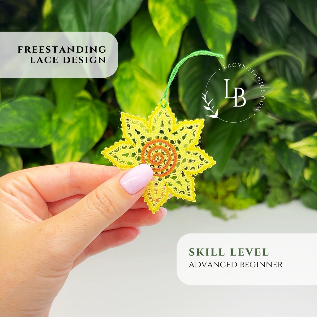 Sunflower Ornament • Bobbin Lace PDF Pattern • Digital Download + Video Tutorial