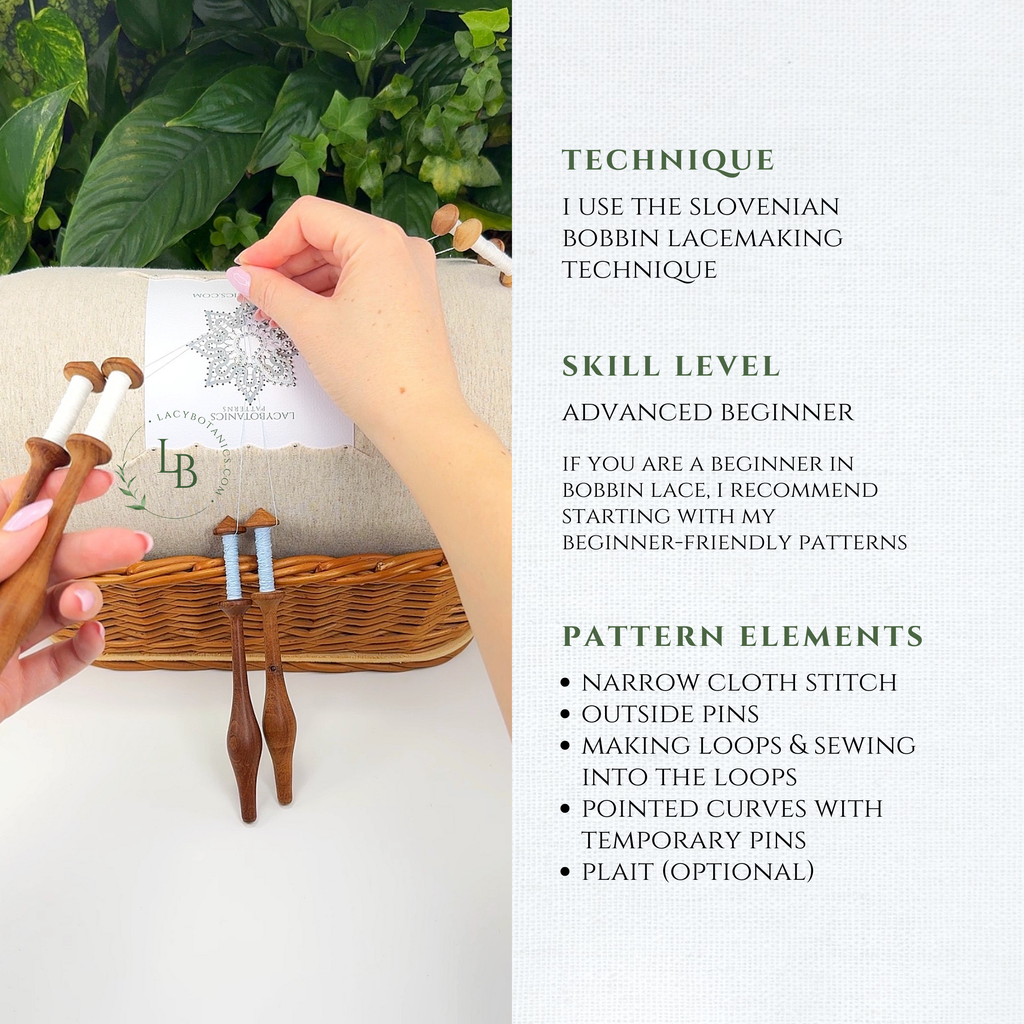 Snežinka obesek • Digitalni PDF vzorec za klekljanje