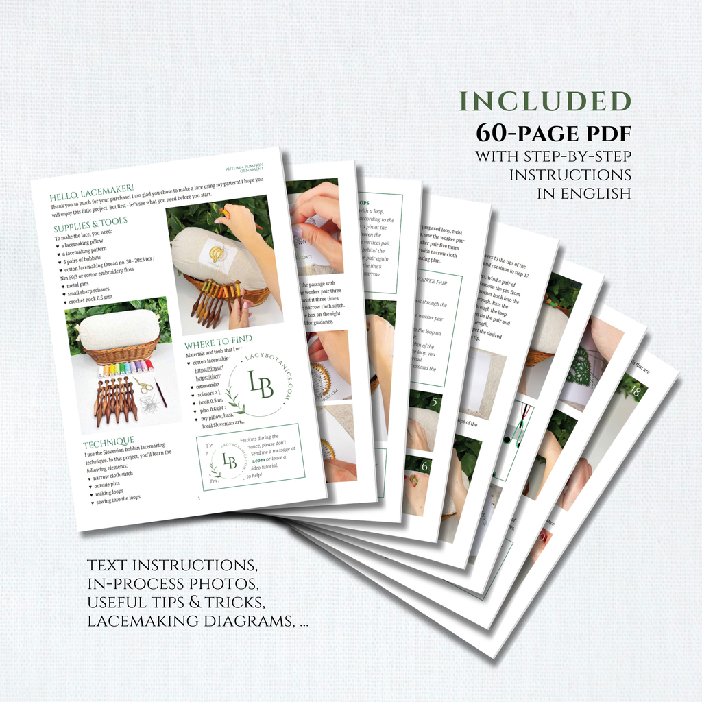 Vzorci za začetnike • Monstera, buča in kaktus • Set digitalnih PDF vzorcev za klekljanje