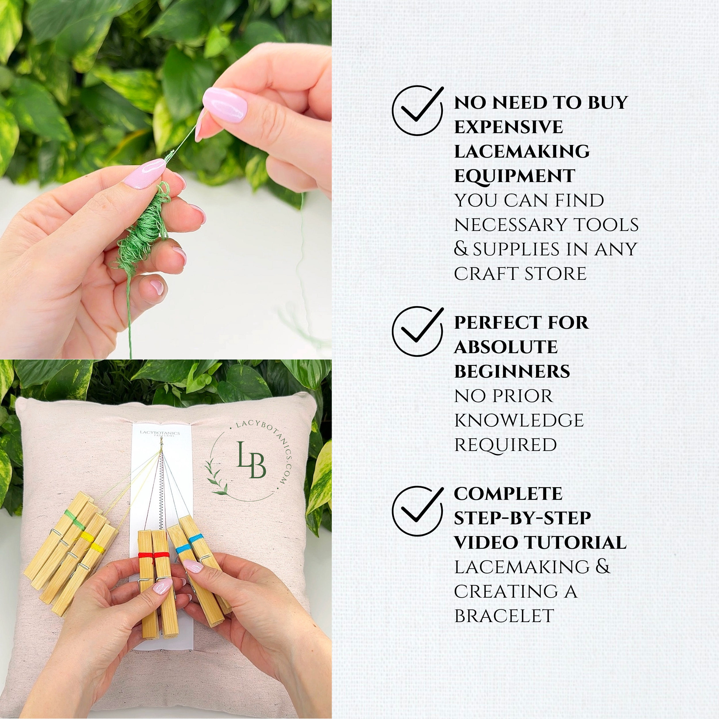 Rainbow Bracelet • Introduction to Bobbin Lace • Level 2 • Digital Download + Video Tutorial