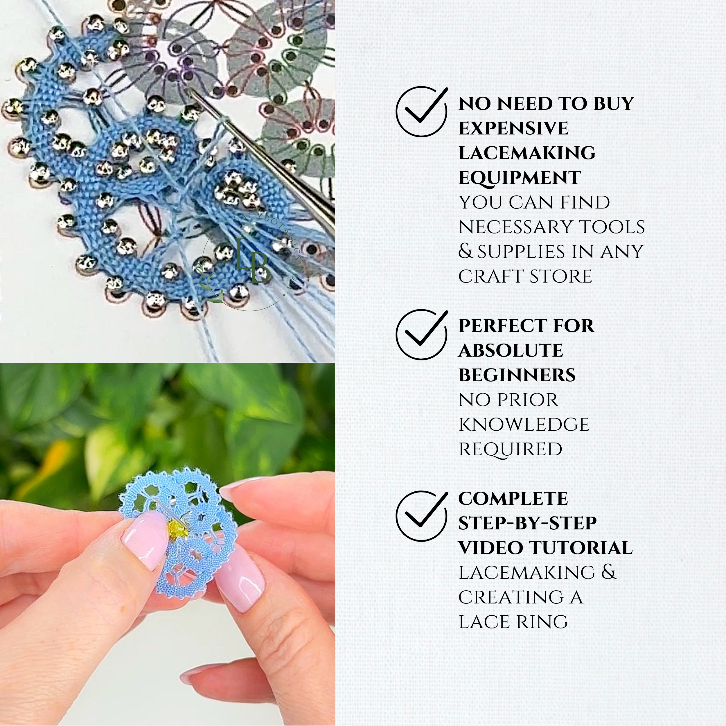 Forget-me-not Ring • Introduction to Bobbin Lace • Level 5 • Digital Download + Video Tutorial