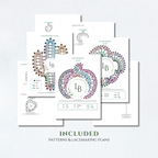 Vzorci za začetnike • Monstera, buča in kaktus • Set digitalnih PDF vzorcev za klekljanje