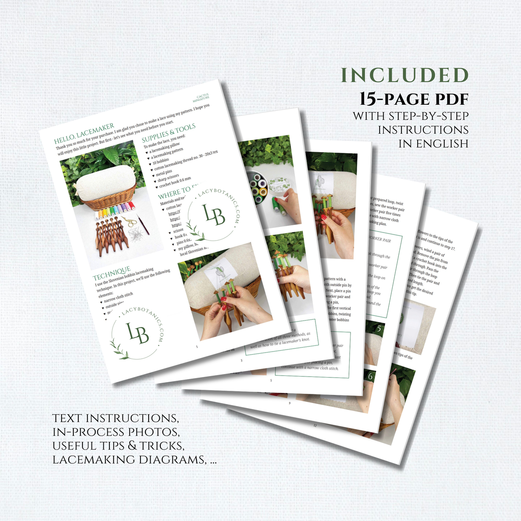 Kaktus miniatura • Digitalni PDF vzorec za klekljanje