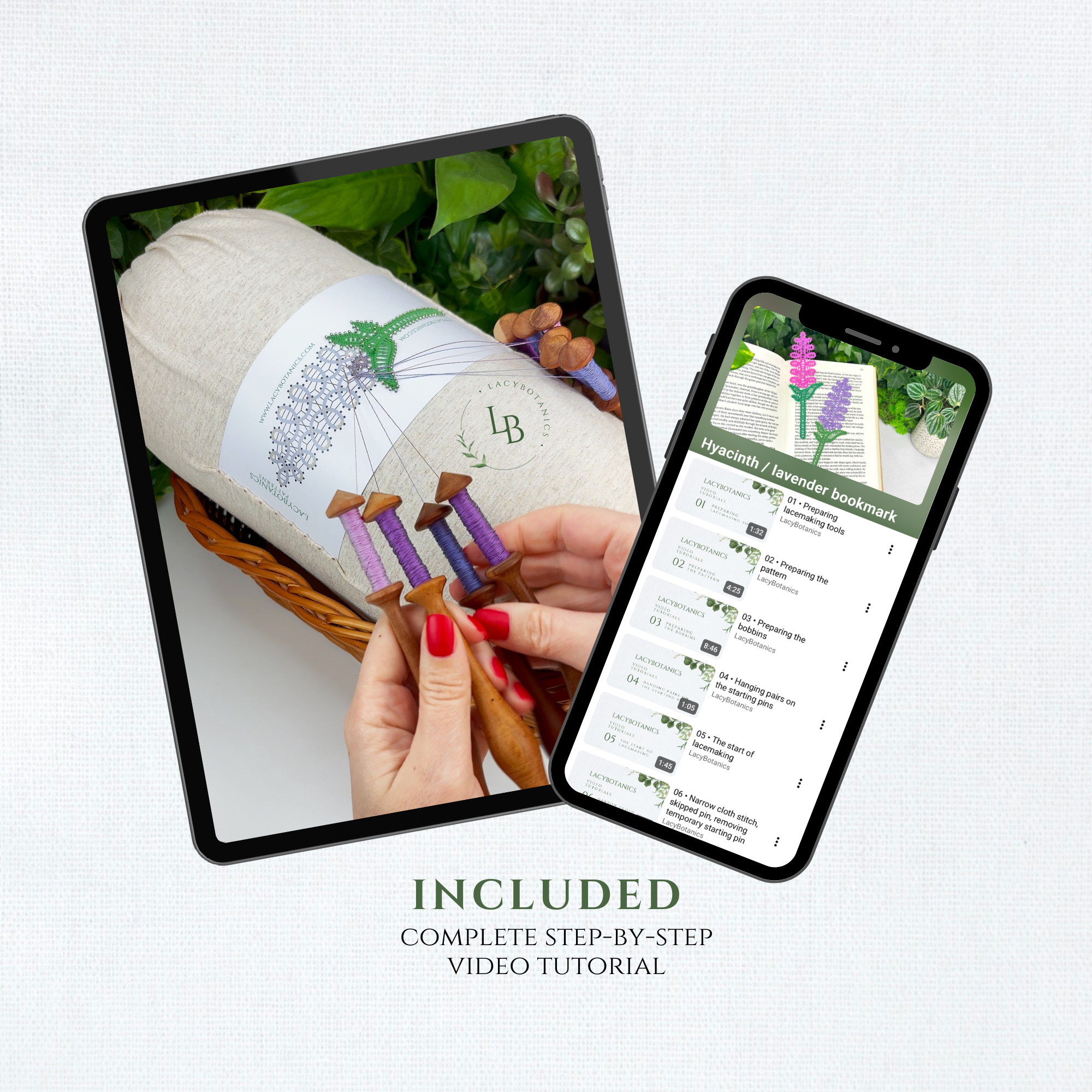 Hyacinth / Lavender Bookmark • Bobbin Lace PDF Pattern • Digital Download + Video Tutorial
