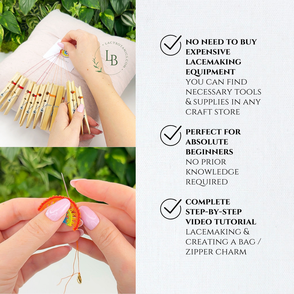 Rainbow Charm • Introduction to Bobbin Lace • Level 3 • Digital Download + Video Tutorial