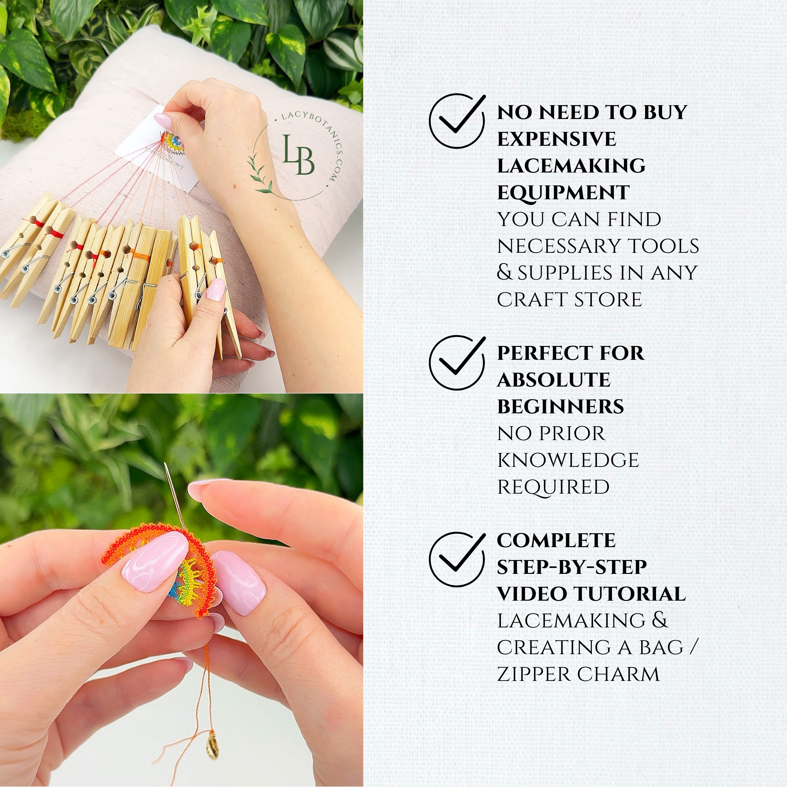 Rainbow Charm • Introduction to Bobbin Lace • Level 3 • Digital Download + Video Tutorial