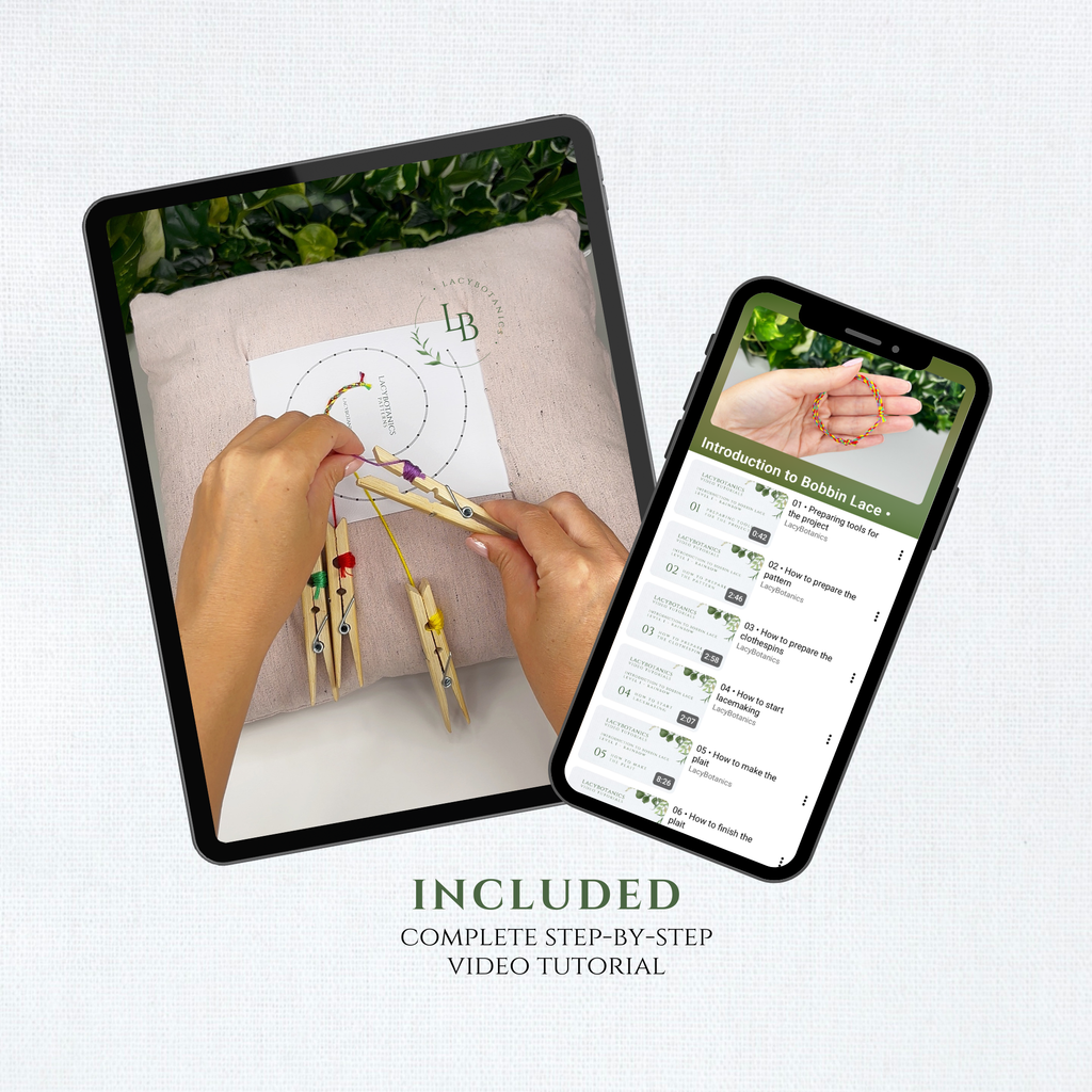 Plaited Bracelet • Introduction to Bobbin Lace • Level 1 • Digital Download + Video Tutorial