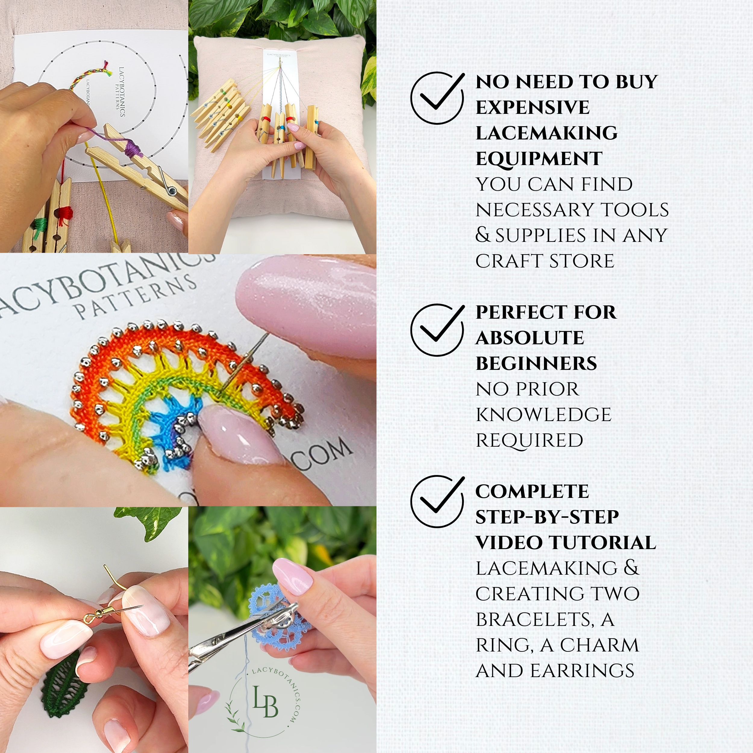 Introduction to Bobbin Lace • Complete 5-level Video Course for Beginners • Digital Download