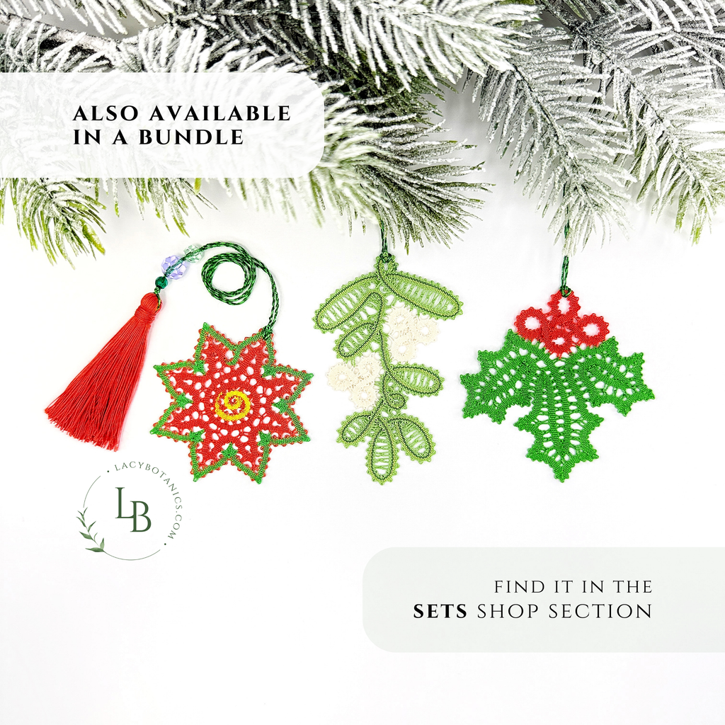 Holly Berry Ornament • Bobbin Lace PDF Pattern • Digital Download + Video Tutorial