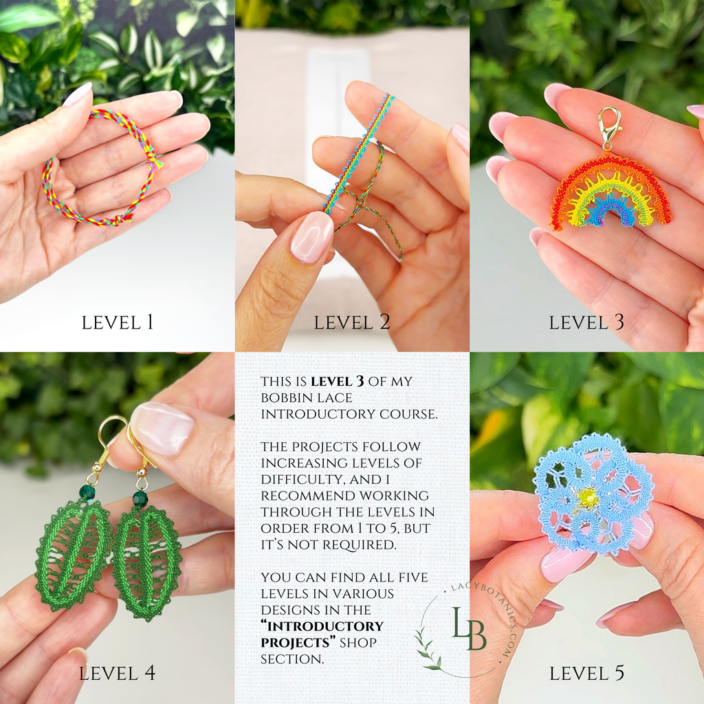 Rainbow Charm • Introduction to Bobbin Lace • Level 3 • Digital Download + Video Tutorial