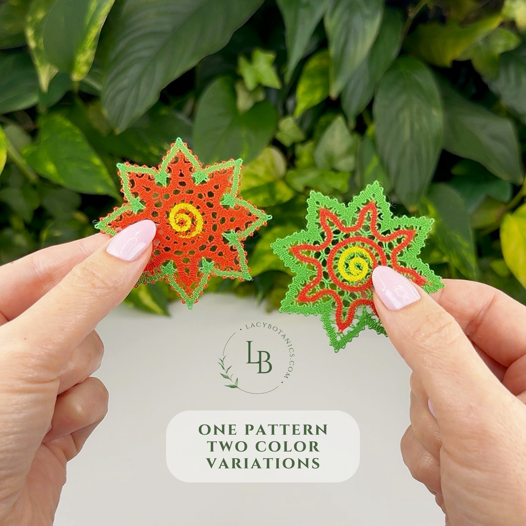 Christmas Flowers • Bobbin Lace PDF Pattern Set • Mistletoe, Holly & Poinsettia • Digital Download + Video Tutorial