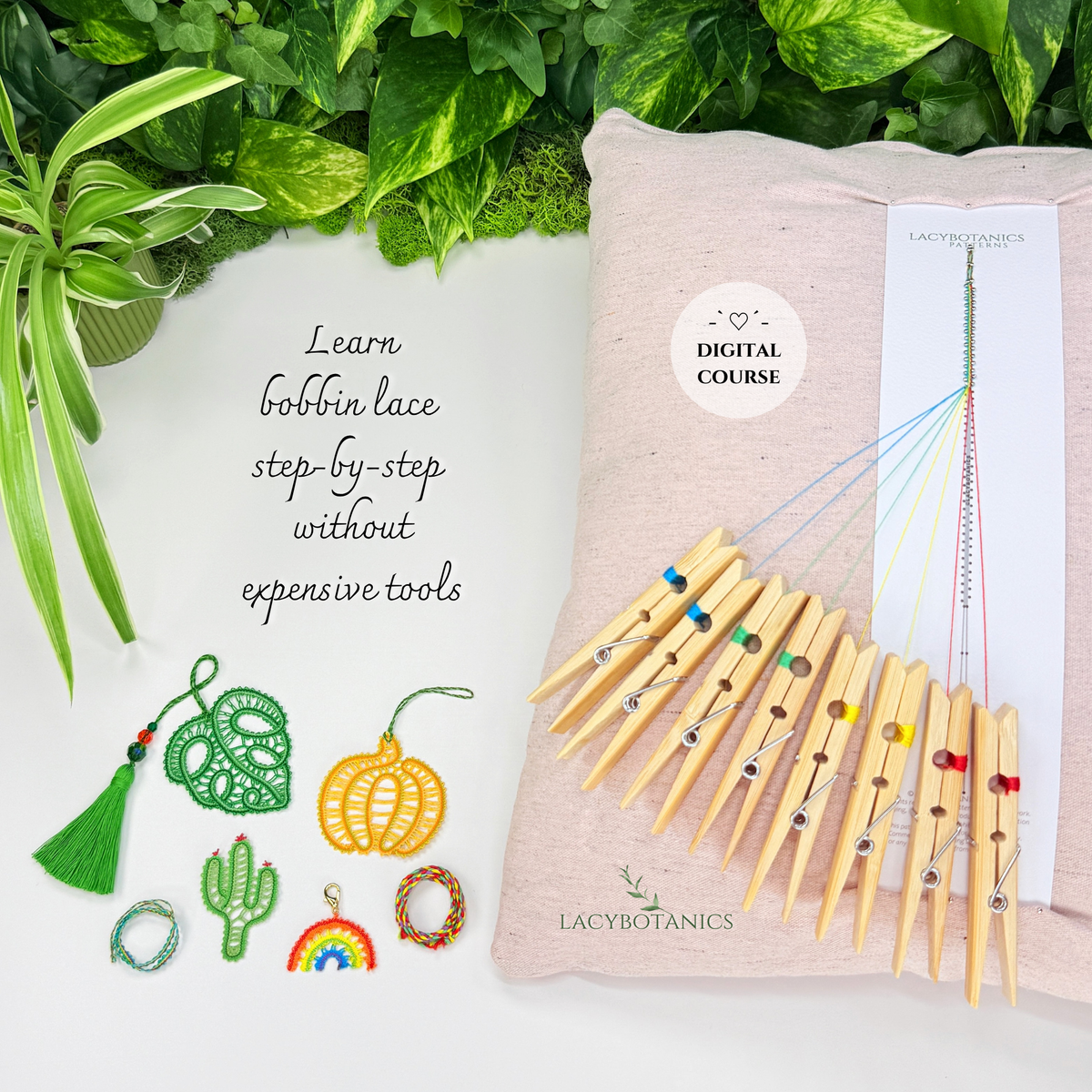 Beginner Bobbin Lace Course + Pattern Set