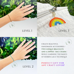 Uvod v klekljanje • Skrajšan 3-stopenjski tečaj za začetnike • Zapestnica in mavrični obesek • Digitalni PDF