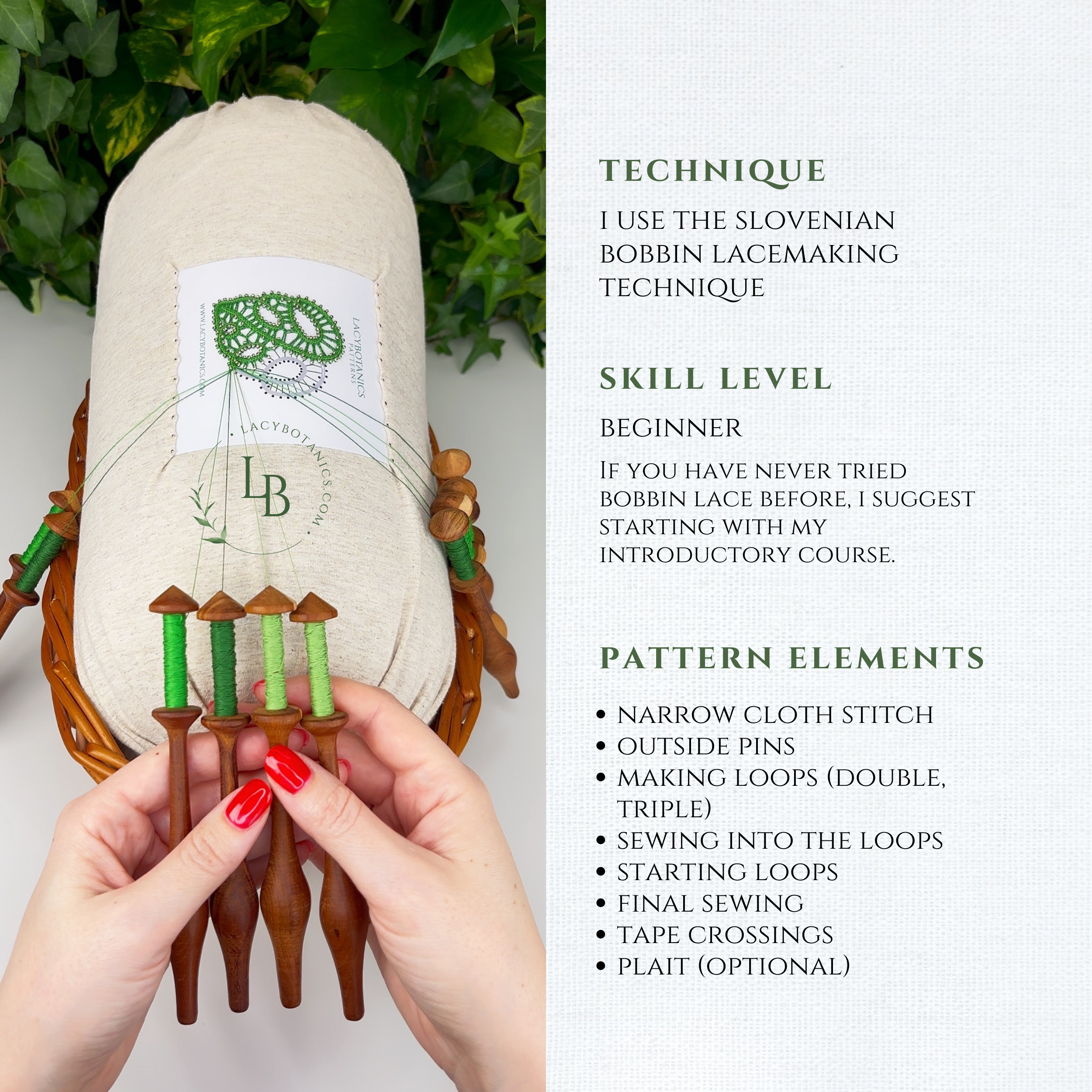 Monstera Leaf Bookmark • Bobbin Lace PDF Pattern • Digital Download + Video Tutorial