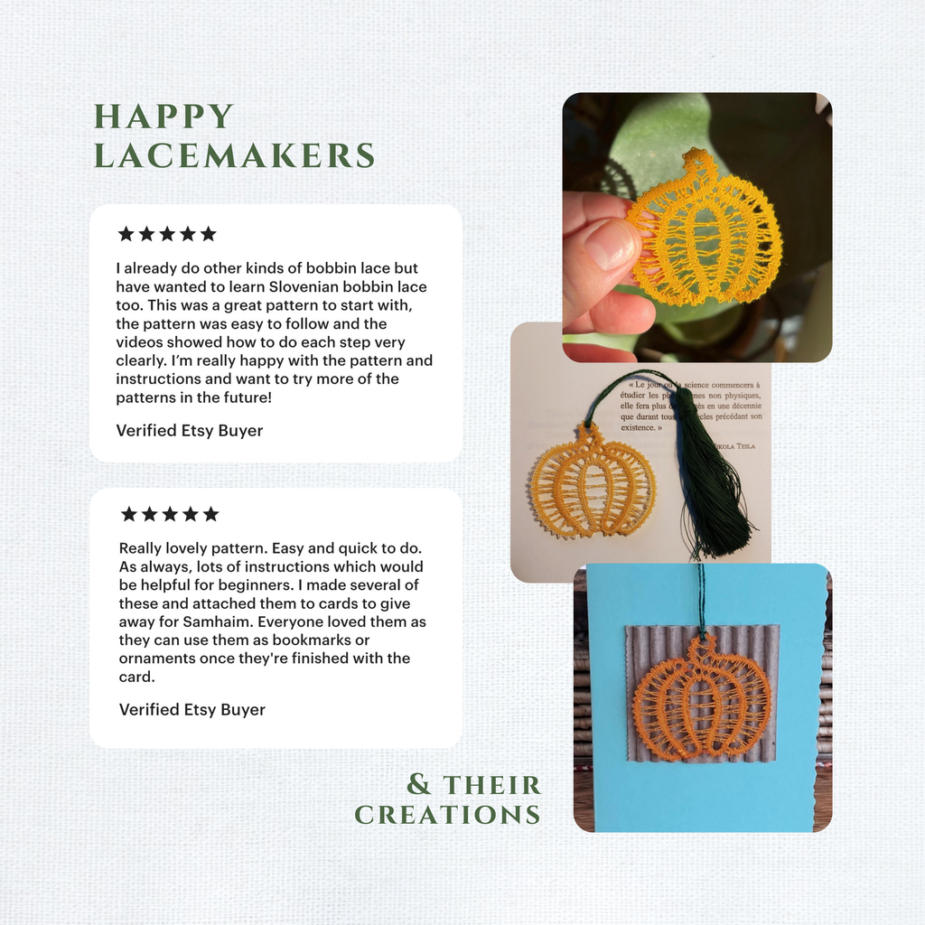 Pumpkin Greeting Card • Bobbin Lace PDF Pattern • Digital Download + Video Tutorial
