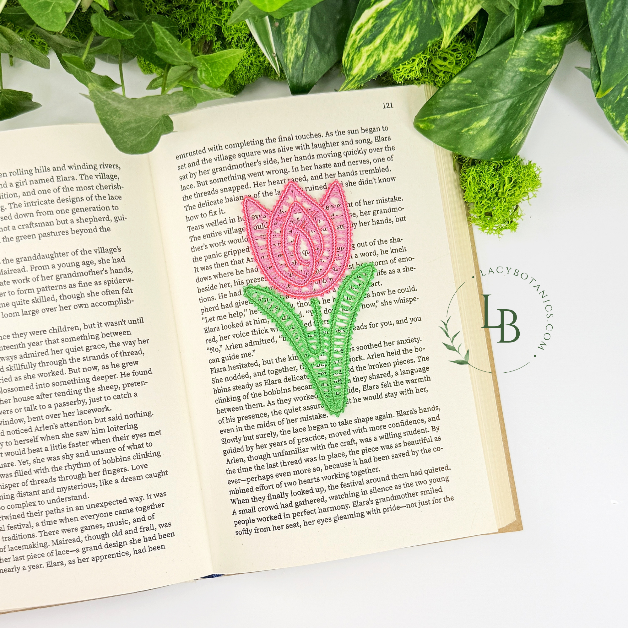 Tulip Bookmark • Bobbin Lace PDF Pattern • Digital Download + Video Tutorial