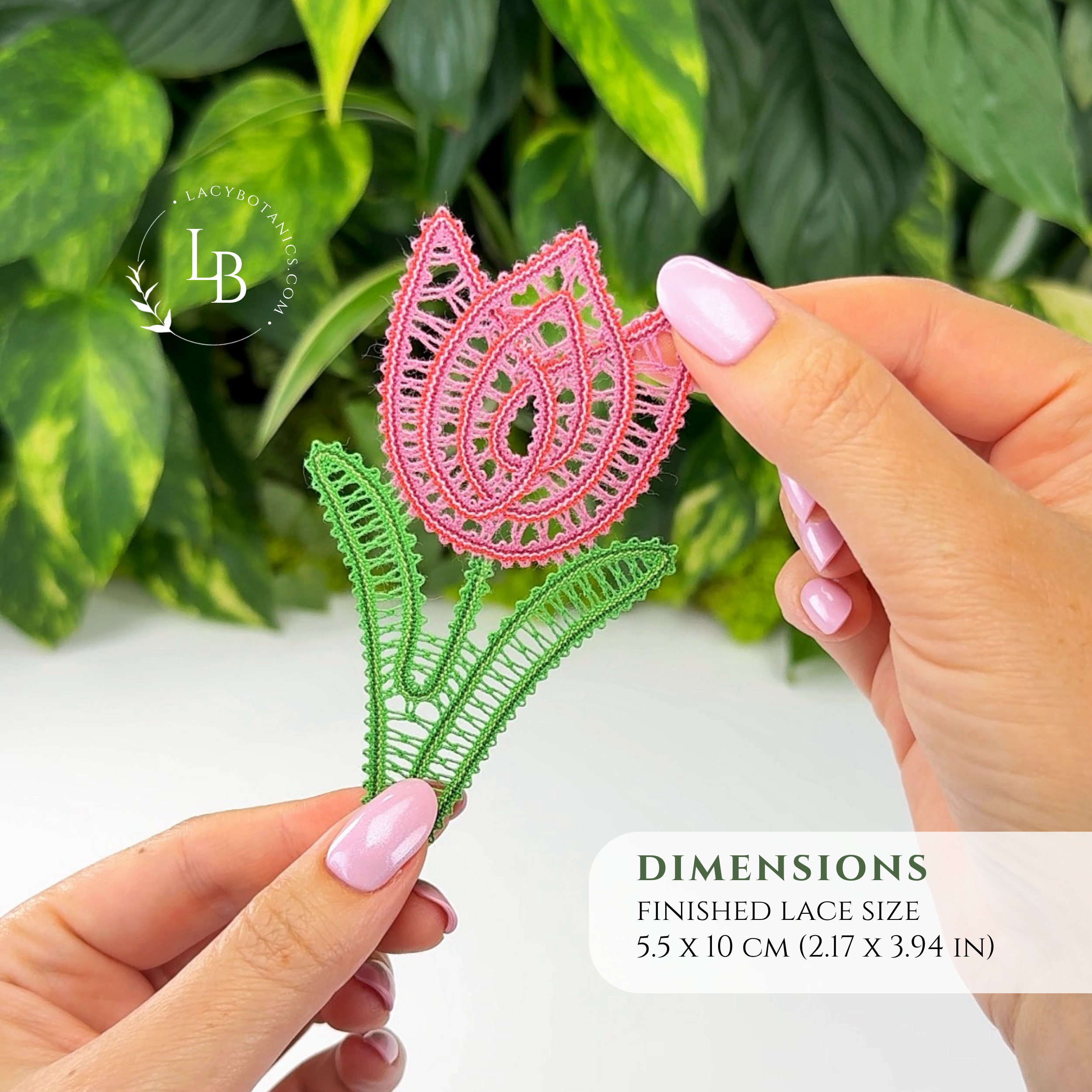 Spring Floral Set • Bobbin Lace PDF Patterns • Monstera Leaf, Tulip, Hyacinth • Digital Download + Video Tutorial