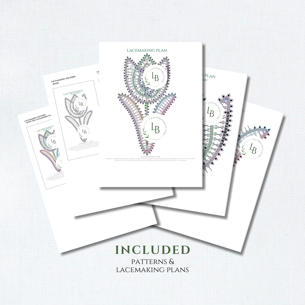 Tulip Bookmark • Bobbin Lace PDF Pattern • Digital Download + Video Tutorial