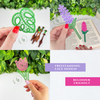 Spring Floral Set • Bobbin Lace PDF Patterns • Monstera Leaf, Tulip, Hyacinth • Digital Download + Video Tutorial