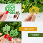 Vzorci za začetnike • Monstera, buča in kaktus • Set digitalnih PDF vzorcev za klekljanje