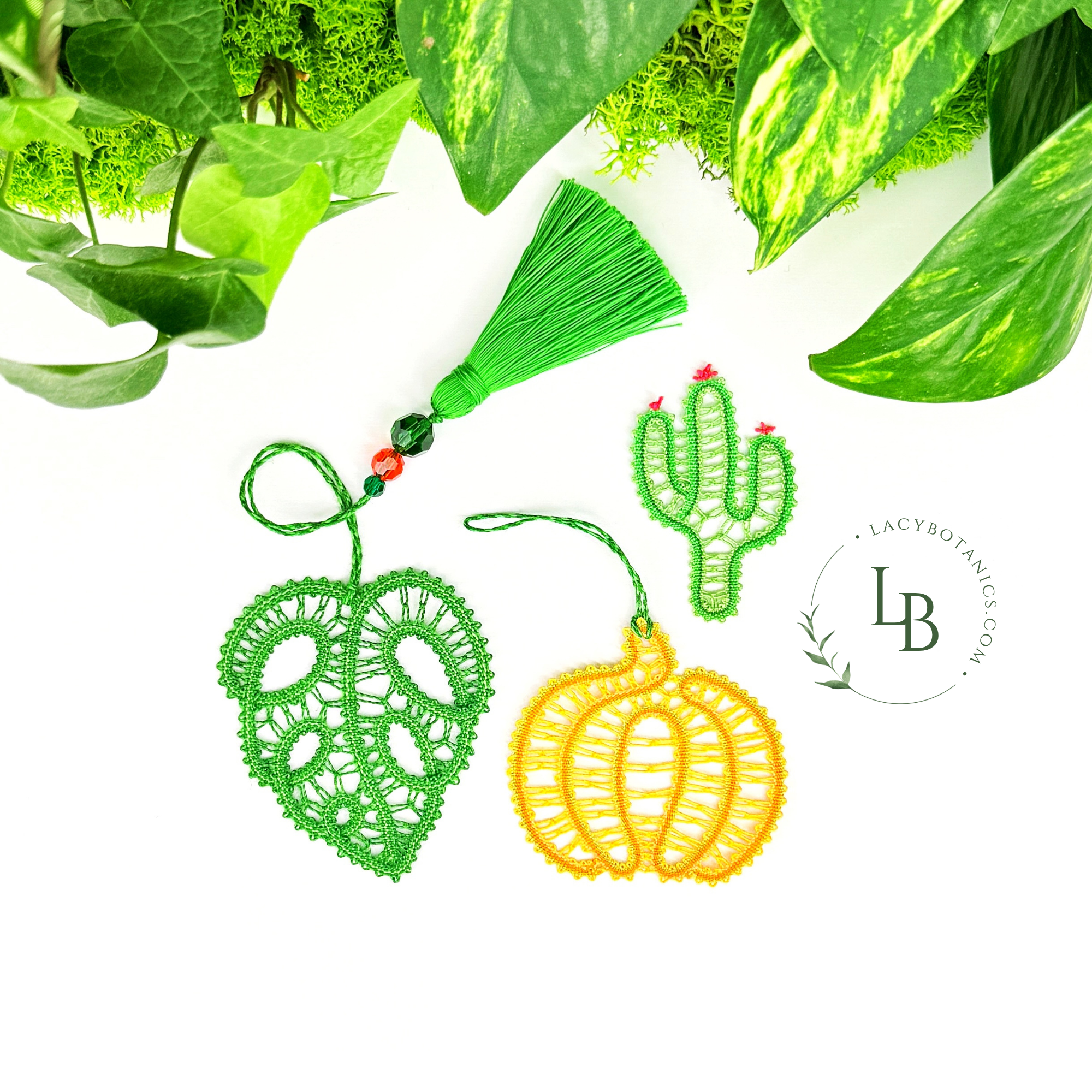 Patterns for Beginners • Bobbin Lace PDF Pattern Set • Monstera, Pumpkin & Cactus • Digital Download + Video Tutorial