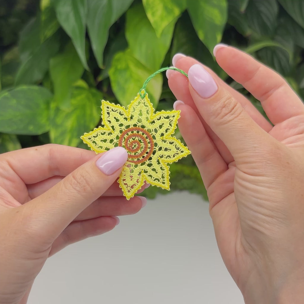 Sunflower Ornament • Bobbin Lace PDF Pattern • Digital Download + Video Tutorial