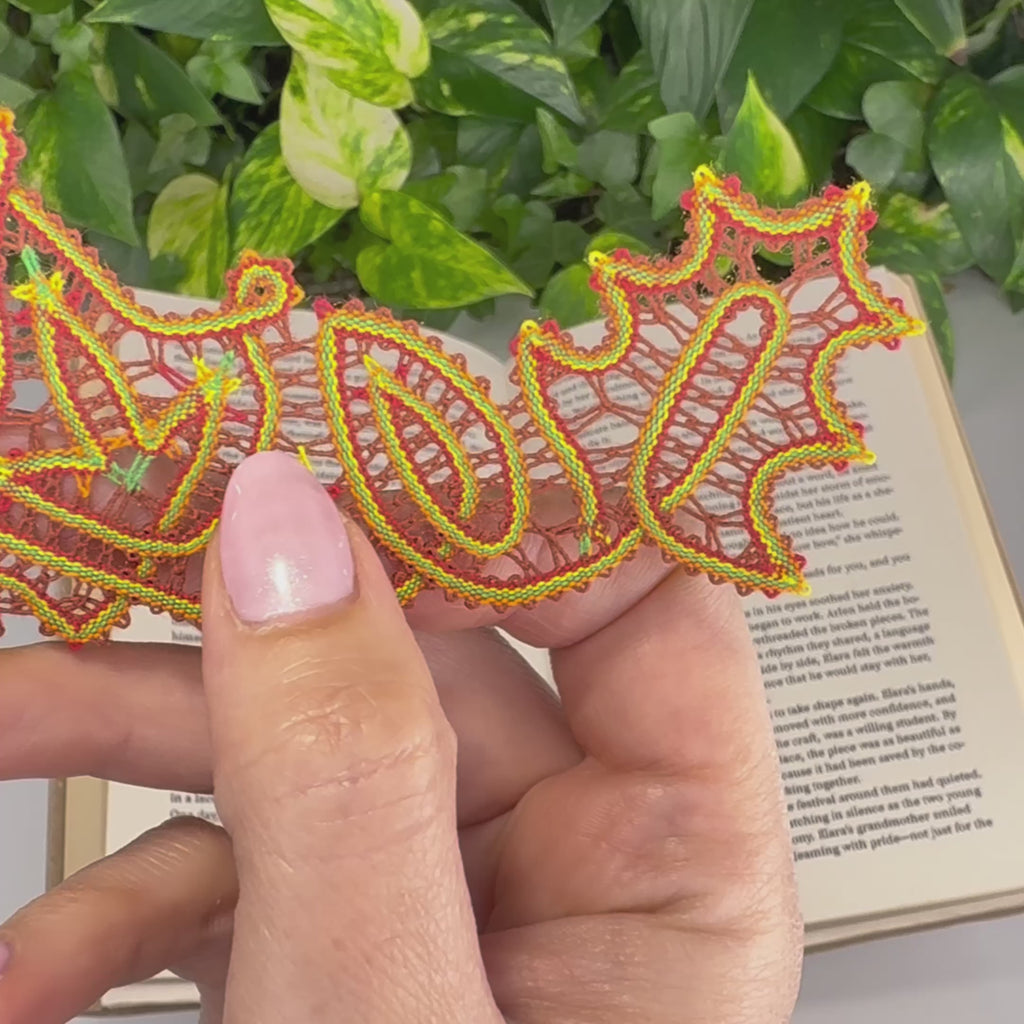 Jesensko listje knjižno kazalo • Digitalni PDF vzorec za klekljanje