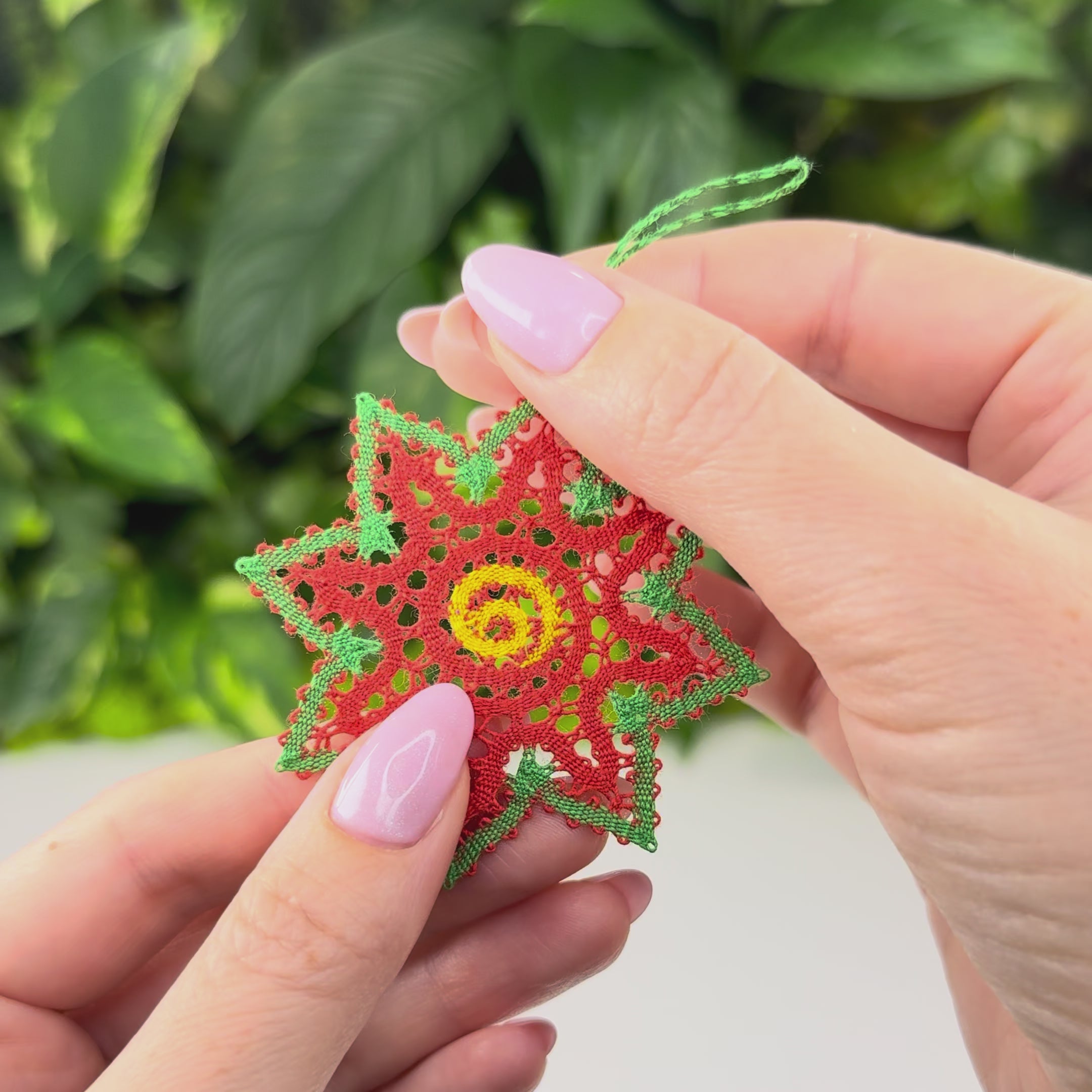 Christmas Star / Poinsettia Ornament • Bobbin Lace PDF Pattern • Digital Download + Video Tutorial