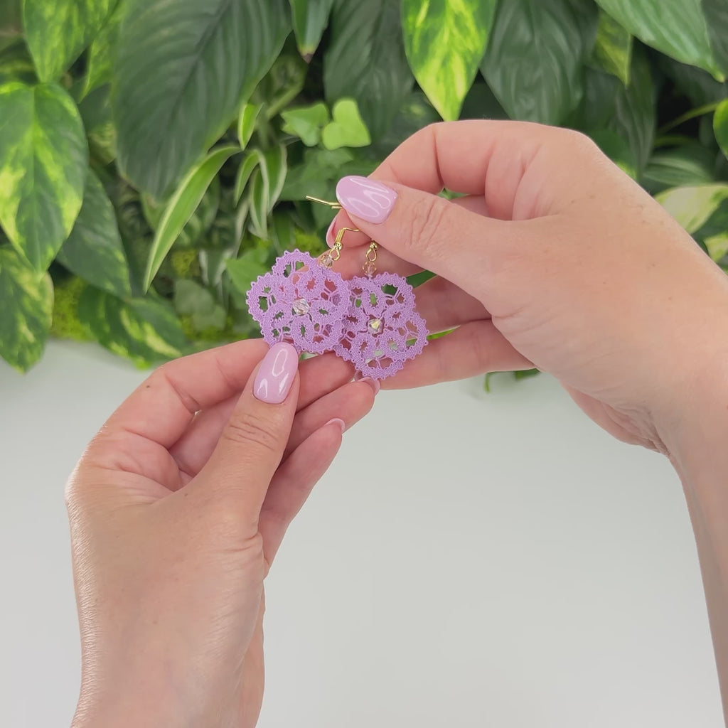 Flower Earrings • Introduction to Bobbin Lace • Level 5 • Digital Download + Video Tutorial